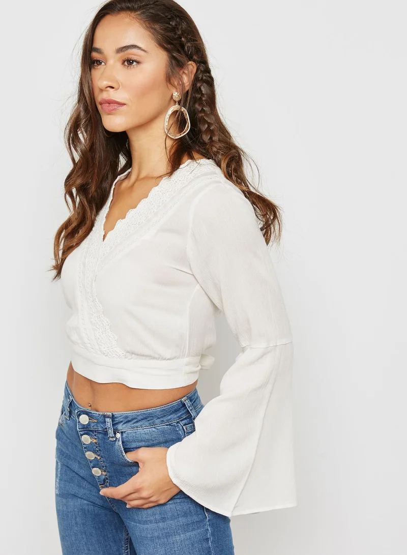 Miss Selfridge Angel Sleeve Wrap Top