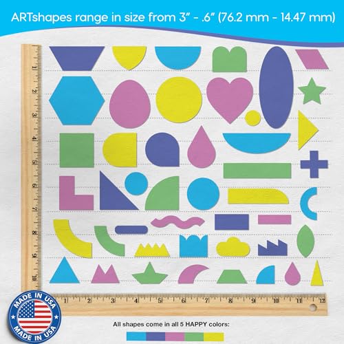 FreshCut Crafts ARTshapes 840 pc Creative Paper Shapes Pack with 70+ Idea Guide - US Made Card Stock - Punch Out Funky DIY Craft Supplies for Whimsical Art Designs, Paper Crafts, and Pattern Play 5 Happy Colors - Image 3