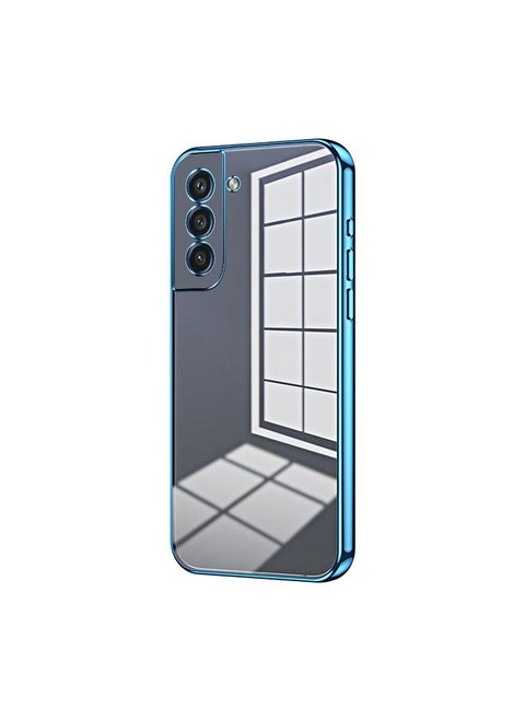 Case Cover For Samsung Galaxy S21 FE 5G Transparent Plating Fine Hole Phone Case Blue