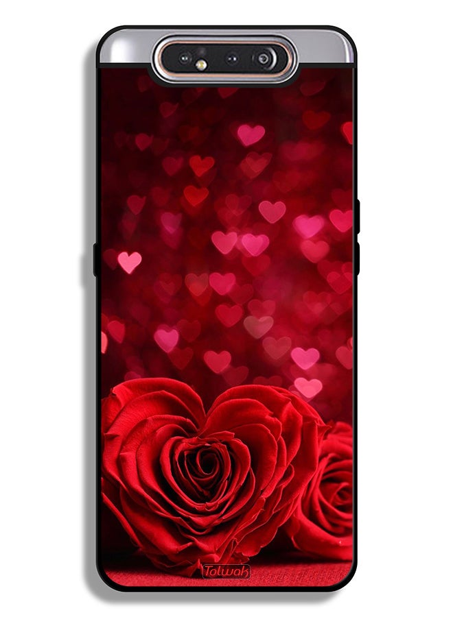 Tolwak Samsung Galaxy A80 Protective Case Cover Heart Flowers Abstract Art - Image 1
