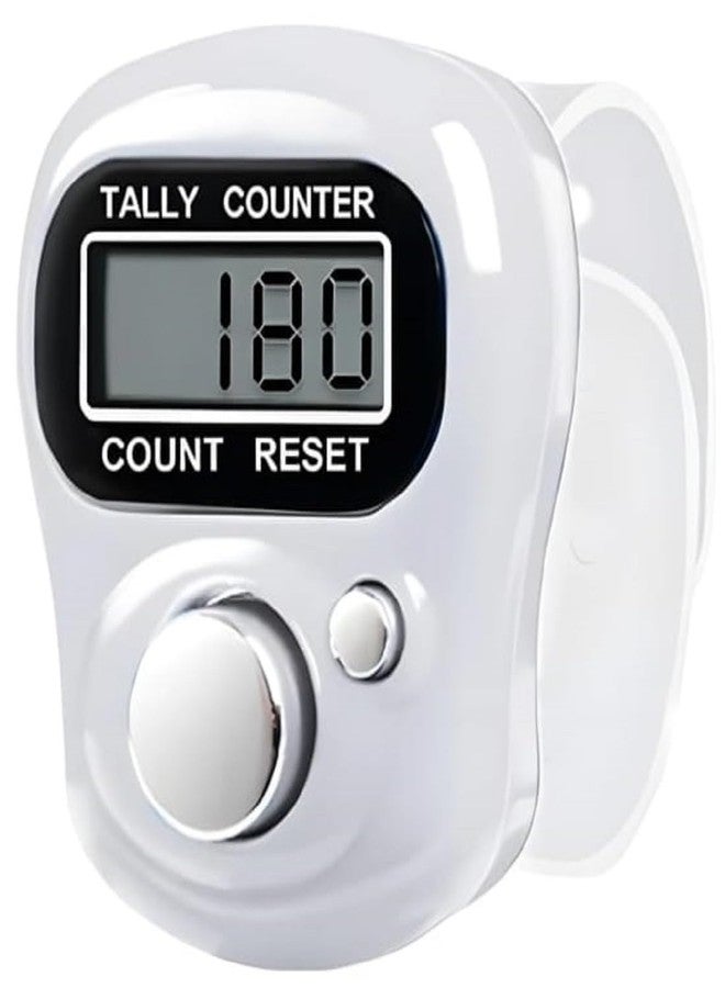 CAPITEUM Digital Finger Tally Counter LCD Display with Adjustable Strap White Manual Click Counter for Prayer Tasbeeh Exercise Counting