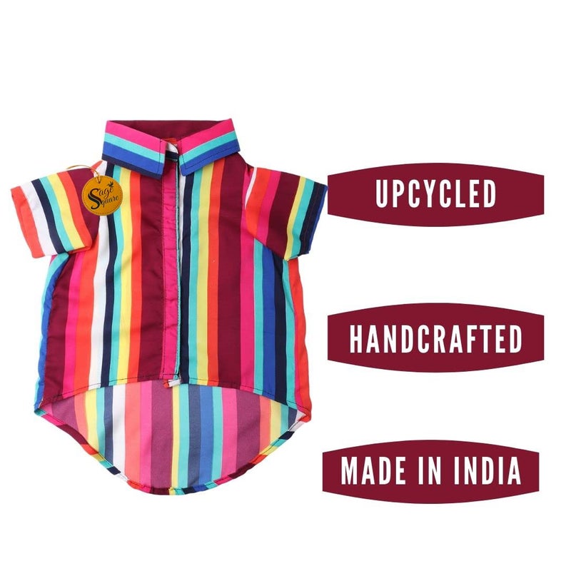 Sage Square Crazy Printed Dog Shirt, Trending Dog Shirt Ultra Soft & Light Weight, Comfortable & Breathable Dog Apparel, Trendy Outfit (Colorful Stripes Print) (Medium - 18inch) - Image 3