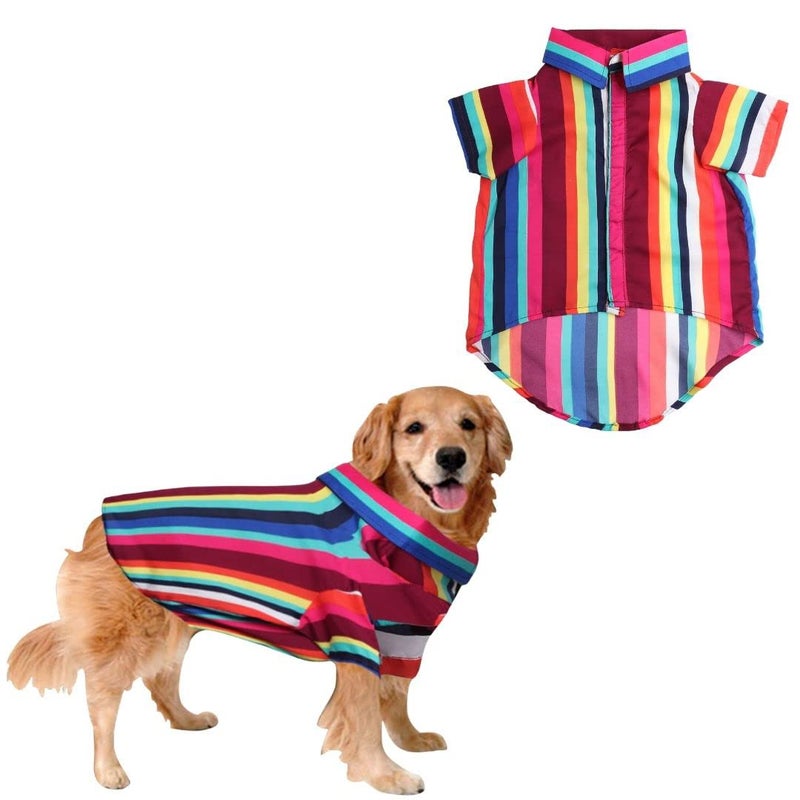 Sage Square Crazy Printed Dog Shirt, Trending Dog Shirt Ultra Soft & Light Weight, Comfortable & Breathable Dog Apparel, Trendy Outfit (Colorful Stripes Print) (Medium - 18inch) - Image 1