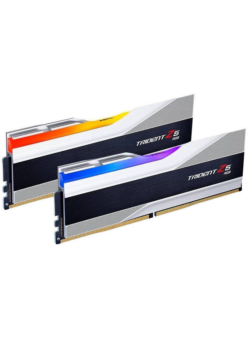 G.Skill Trident Z5 RGB 32GB (2x16GB) DDR5 6400MHz CL32 Desktop Memory Kit, Intel XMP 3.0, 1.40V, Aluminum Heatspreader, Dual Channel, RGB Lighting, Metallic Silver | F5-6400J3239G16GX2-TZ5RS - Image 2