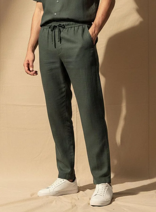 Splash FAV Men Straight Fit Linen Blend Trousers
