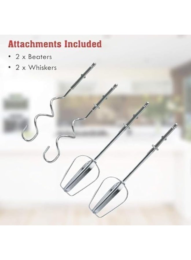 MUNTAQI خلاط يدوي كهربائي 260 واط – خلاط محمول بسبع سرعات للكعك والبيض والخبز، خلاط خفيف الوزن مع مضارب من الفولاذ المقاوم للصدأ، جهاز مطبخ محمول للعجين والكريمة والعجين - Image 3