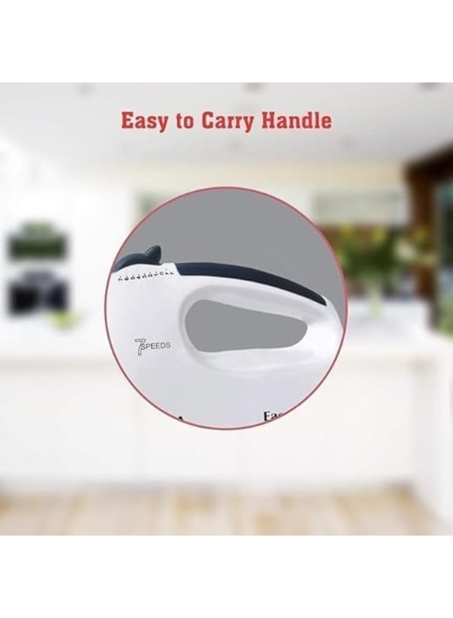 MUNTAQI خلاط يدوي كهربائي 260 واط – خلاط محمول بسبع سرعات للكعك والبيض والخبز، خلاط خفيف الوزن مع مضارب من الفولاذ المقاوم للصدأ، جهاز مطبخ محمول للعجين والكريمة والعجين - Image 2