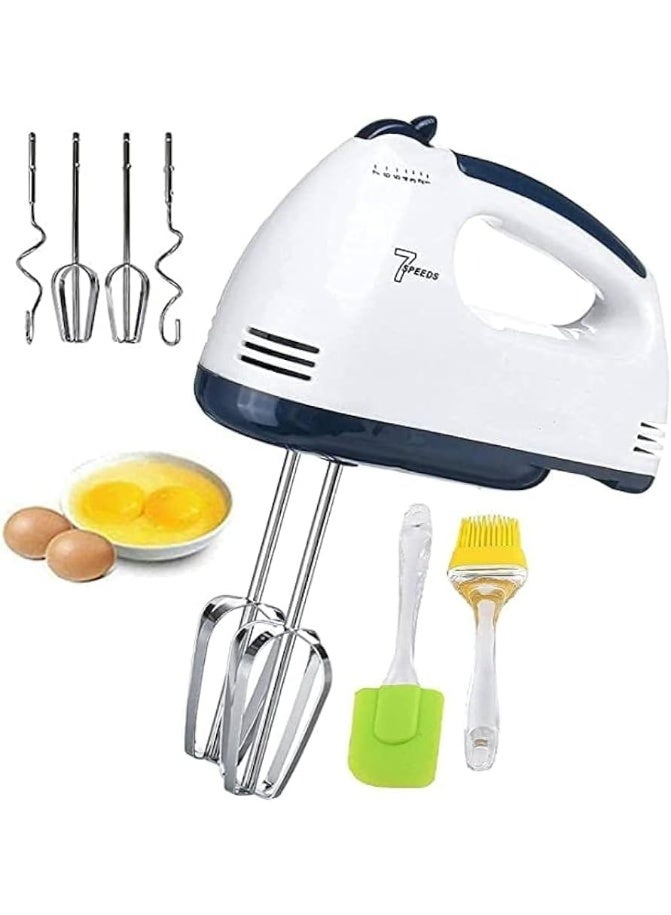 MUNTAQI خلاط يدوي كهربائي 260 واط – خلاط محمول بسبع سرعات للكعك والبيض والخبز، خلاط خفيف الوزن مع مضارب من الفولاذ المقاوم للصدأ، جهاز مطبخ محمول للعجين والكريمة والعجين - Image 1