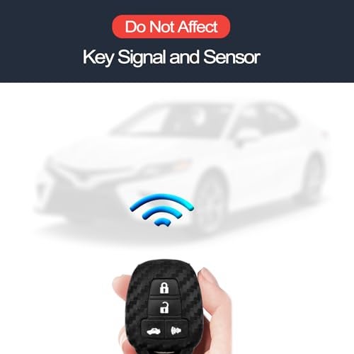 INFIPAR غطاء مفتاح من ألياف الكربون متوافق مع تويوتا RAV4 كامري كورولا 86 هايلاندر أفالون كورولا iM سيكويا فينزا يارس iA - Image 4