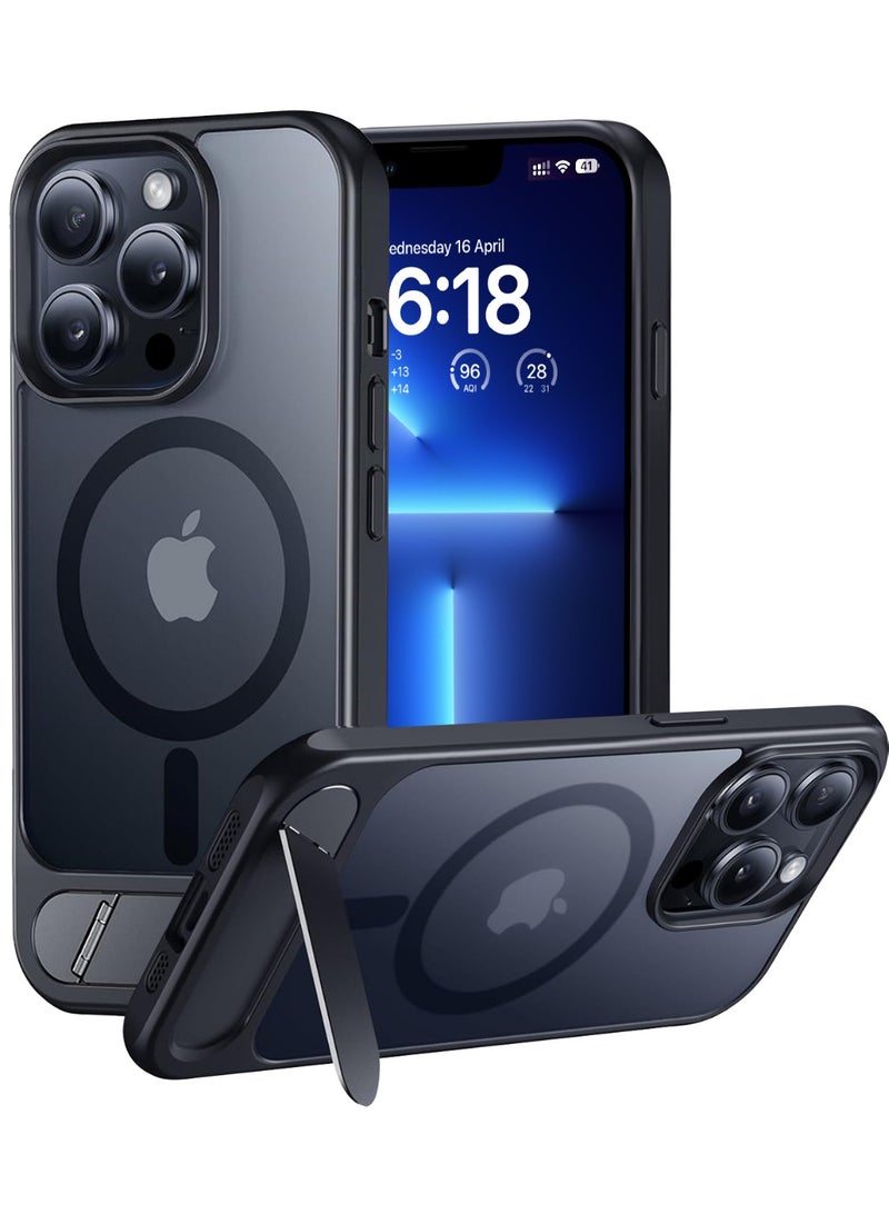 Eligo iPhone 13 Pro Max MagSafe Case Black Shockproof Matte Magnetic Cover with Invisible Kickstand Stand Phone Shell Protective Case for Daily Use and Outdoor - Image 1