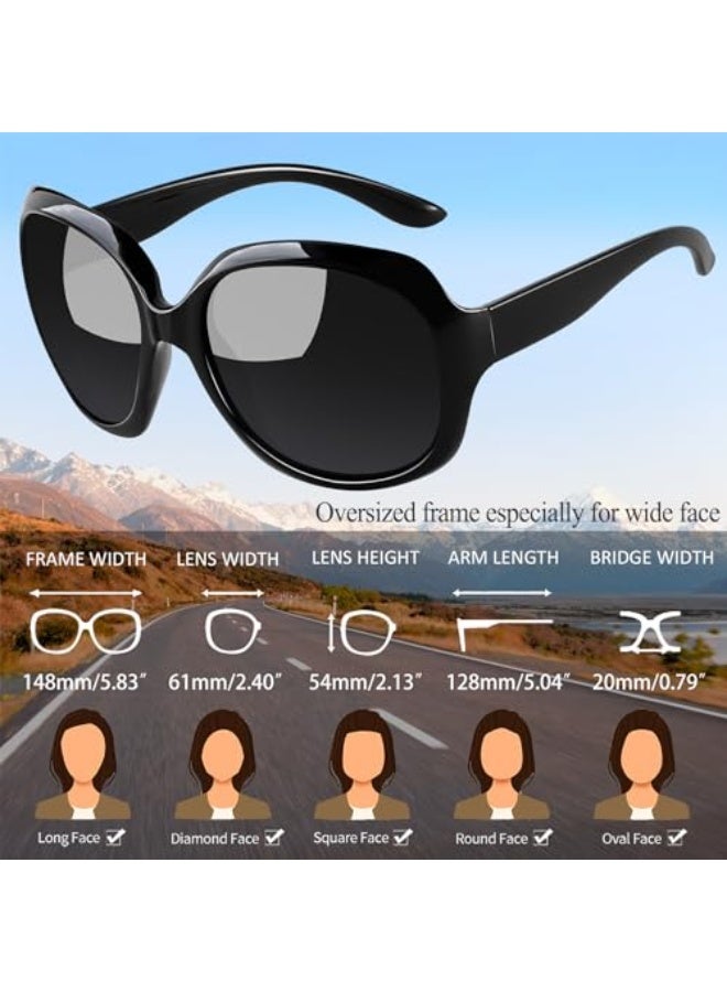 Polarized Sunglasses for Women, Vintage Oversized Square Sun Glasses UV400 Protection, Ladies Shades Rectangle Large Frame Driving Sunglasses Womens - Image 3