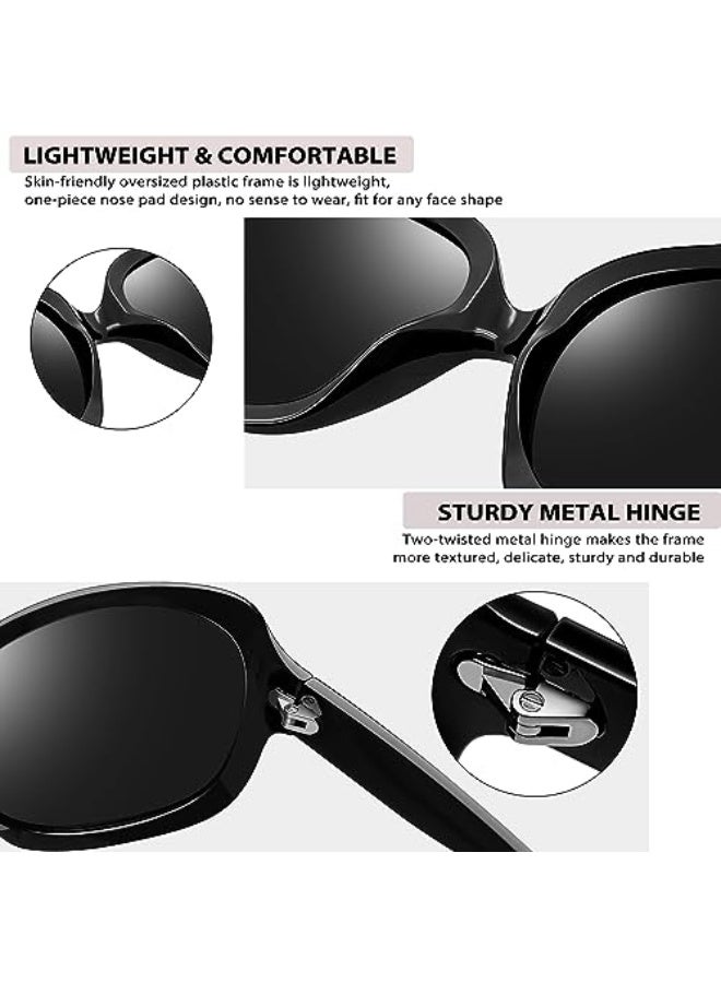 Polarized Sunglasses for Women, Vintage Oversized Square Sun Glasses UV400 Protection, Ladies Shades Rectangle Large Frame Driving Sunglasses Womens - Image 5