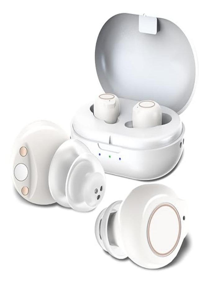Hearing aid hearing aid amplifier for the elderly and adults, mini invisible hearing aid, long-lasting sound amplifier (white)