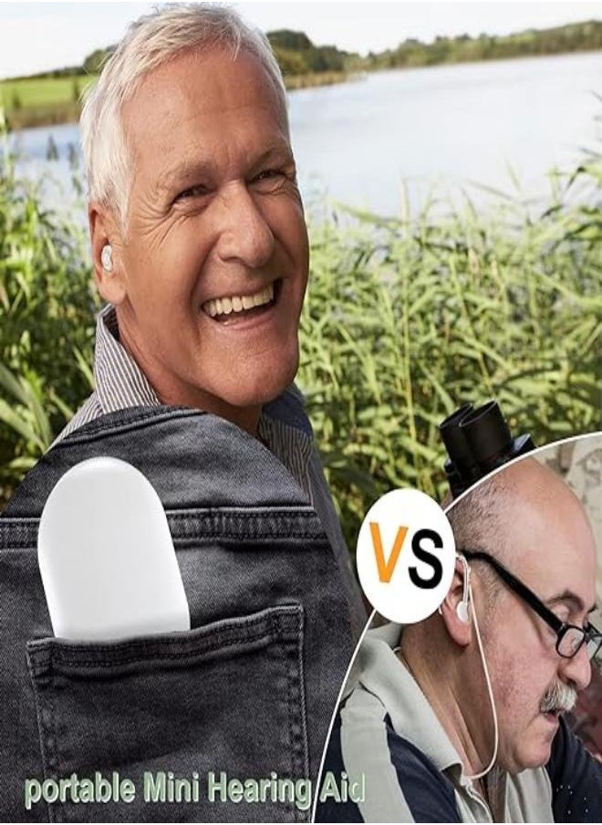 Hearing aid hearing aid amplifier for the elderly and adults, mini invisible hearing aid, long-lasting sound amplifier (white)