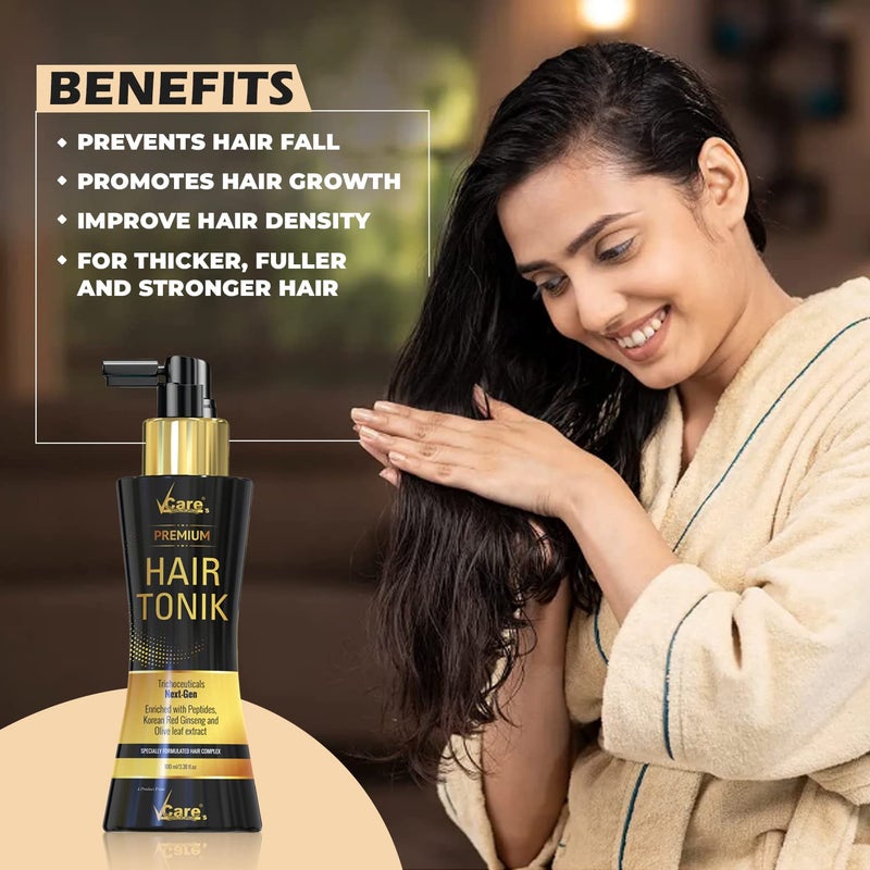 VCare Hair Growth Tonic For Women with Castor Oil and Olive Leaf ExtractBest Scalp Vitalizer Serum for All Hair Type Control Hair Fall  Strengthens Hair 100ml Pack Of 1 - Image 3