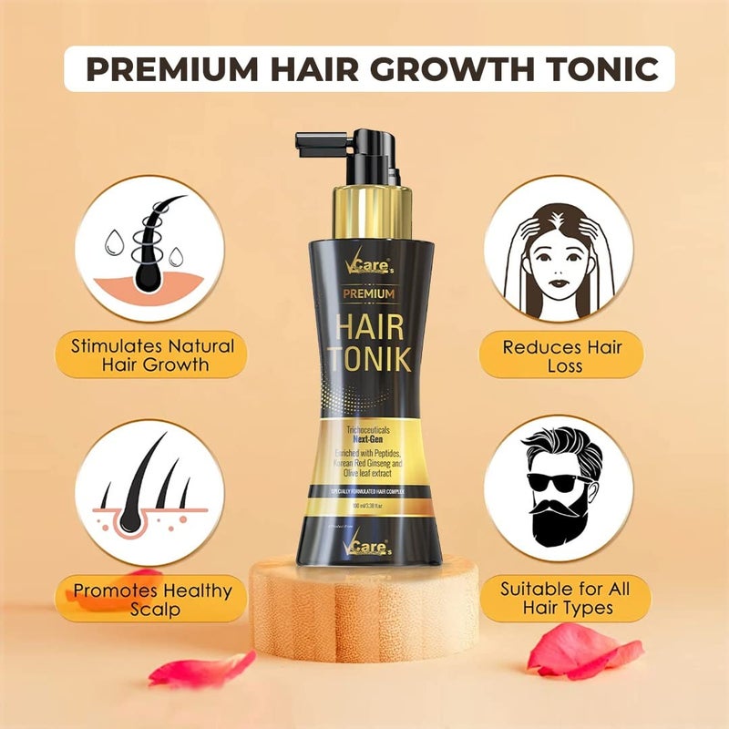 VCare Hair Growth Tonic For Women with Castor Oil and Olive Leaf ExtractBest Scalp Vitalizer Serum for All Hair Type Control Hair Fall  Strengthens Hair 100ml Pack Of 1 - Image 4