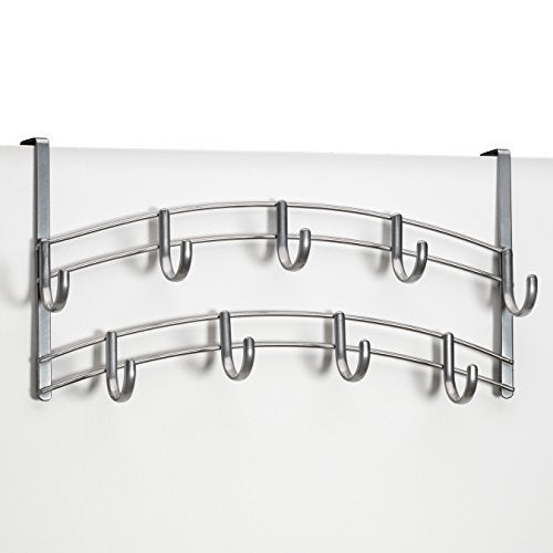 LYNK Professional® Home™ Over Door Hooks Rack - 9 Hook Over Door Hanger - Over Door Towel Rack - Hanging Towels or Clothes - Bathroom, Bedroom or Laundry Room - Lifetime Ltd. Warranty - Platinum - Image 2