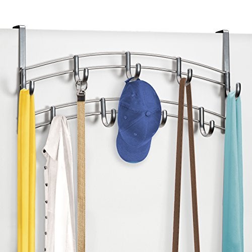 LYNK Professional® Home™ Over Door Hooks Rack - 9 Hook Over Door Hanger - Over Door Towel Rack - Hanging Towels or Clothes - Bathroom, Bedroom or Laundry Room - Lifetime Ltd. Warranty - Platinum - Image 1