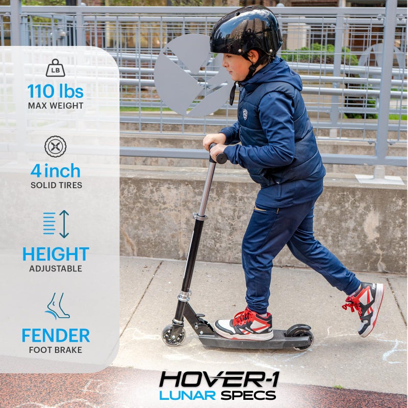 Hover-1 Lunar Kids Folding Kick Scooter with Color-Changing LED Light Up Wheels, Foot Brake, Adjustable Height Handle, and Light Weight Design - Image 2