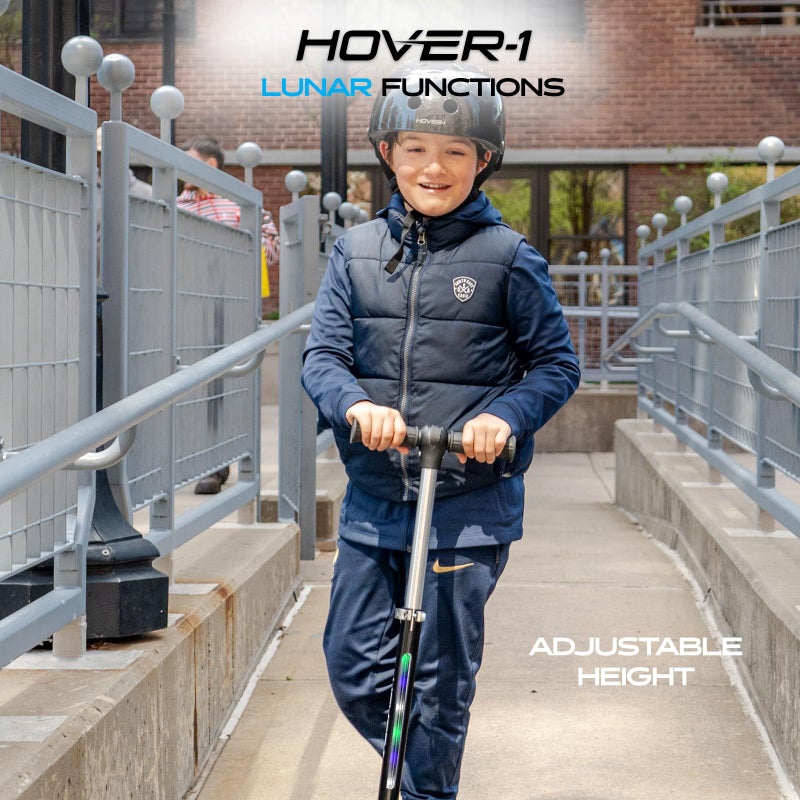 Hover-1 Lunar Kids Folding Kick Scooter with Color-Changing LED Light Up Wheels, Foot Brake, Adjustable Height Handle, and Light Weight Design - Image 5