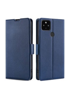 HuHa Case Cover For For Google Pixel 5 XL 4G & 5G / Pixel 4a 5G Ultra-thin Voltage Side Buckle PU + TPU Horizontal Flip Leather Case with Holder & Card Slot(Blue) 