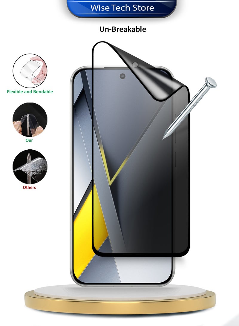 Wtech Xiaomi Poco F8 Ultra 5G 2025 Premium Nano Ceramic Privacy Full Glue Full Cover Matte Flexible Screen Protector (MSCNMP) - Clear/Black - Image 3
