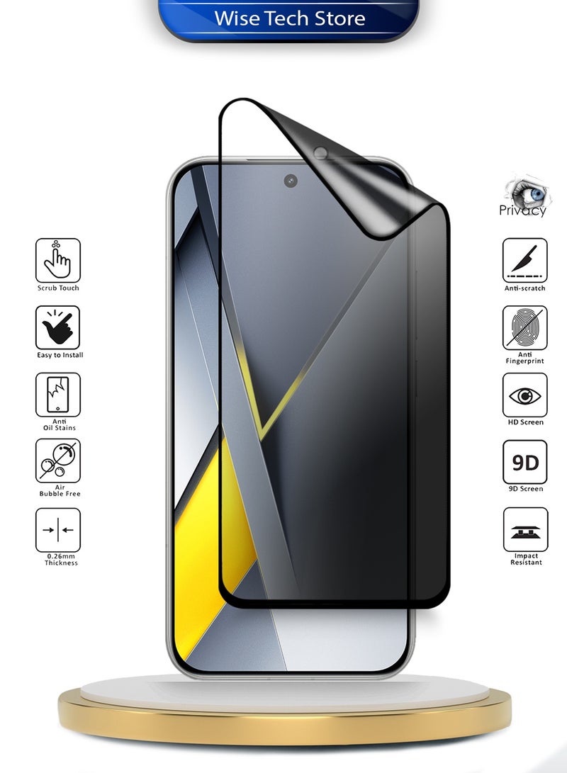 Wtech Xiaomi Poco F8 Ultra 5G 2025 Premium Nano Ceramic Privacy Full Glue Full Cover Matte Flexible Screen Protector (MSCNMP) - Clear/Black - Image 2