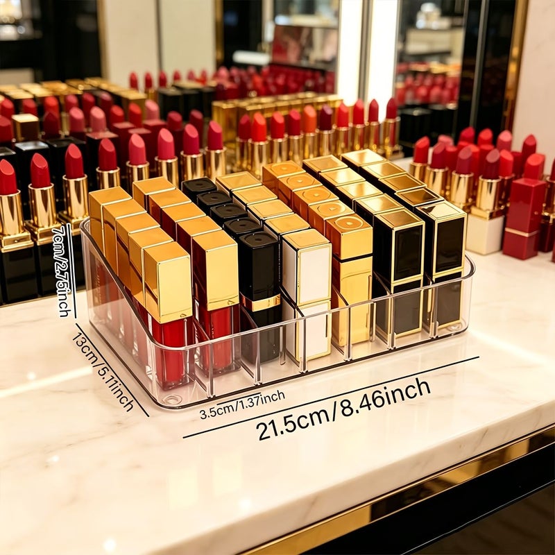 Transparent Acrylic Multi Compartment Lipstick Organizer With Detachable Divider Universal Desktop Cosmetic Makeup Storage Rack Large Capacity - Image 2