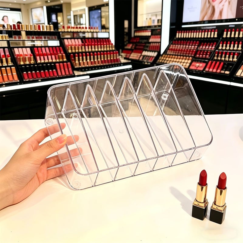 Transparent Acrylic Multi Compartment Lipstick Organizer With Detachable Divider Universal Desktop Cosmetic Makeup Storage Rack Large Capacity - Image 5