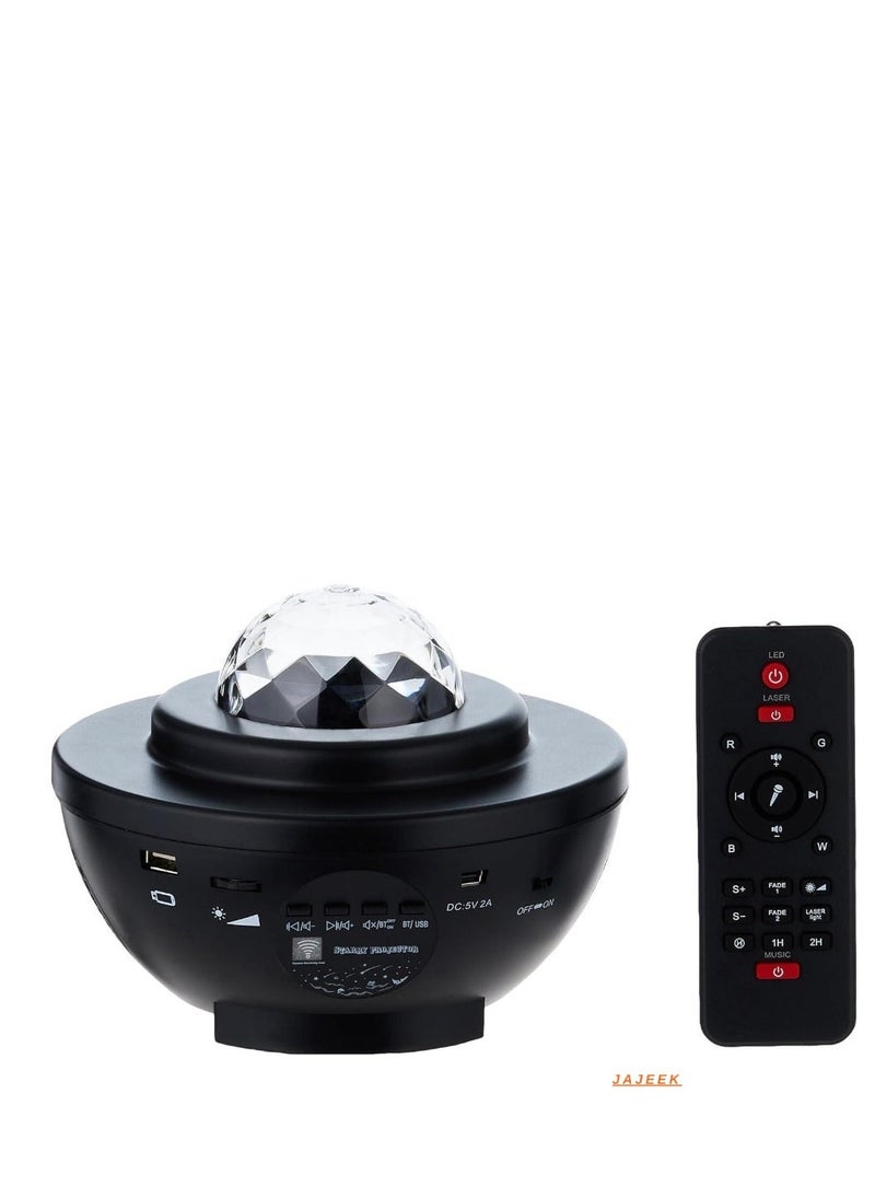 JAJEEK 3-in-1 LED Night Light Projector – Stars & Ocean Waves with Remote Control, 10 Color Changing Options, Bluetooth Music Player, Dimmable & Adjustable – Perfect Gift for Kids & Adults – Black DB-316 - Image 1