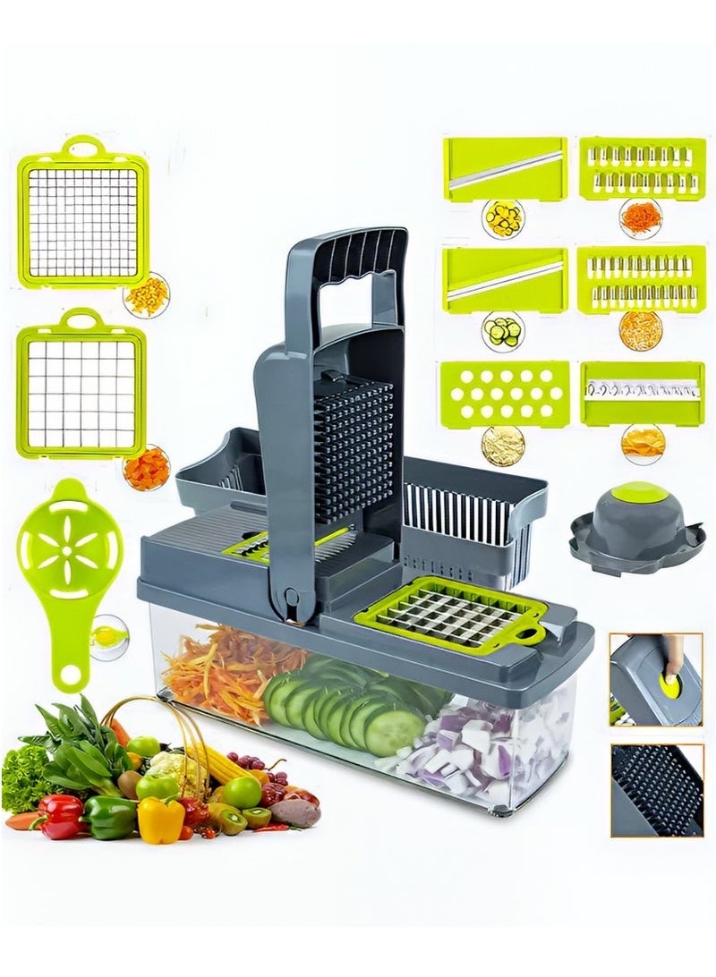 Forest Home 14 in 1 multi-function vegetable and fruit chopper, replaceable blade chopper, slicer set, suitable for home kitchen - Image 2