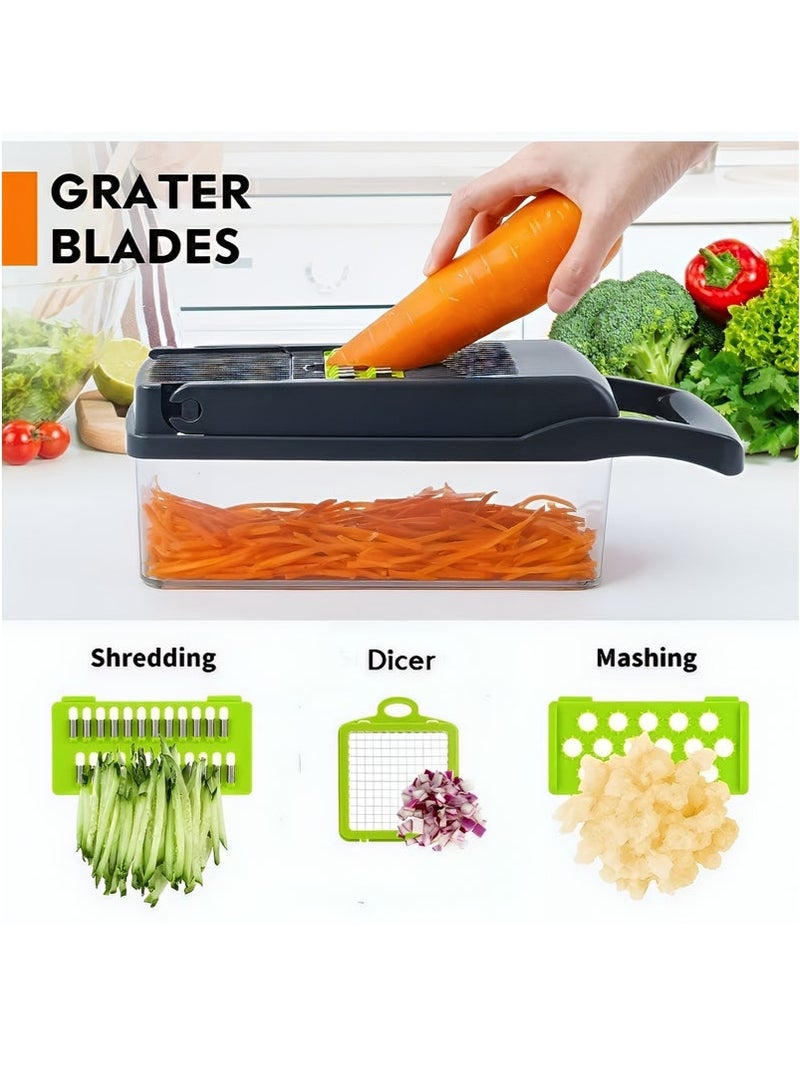 Forest Home 14 in 1 multi-function vegetable and fruit chopper, replaceable blade chopper, slicer set, suitable for home kitchen - Image 3