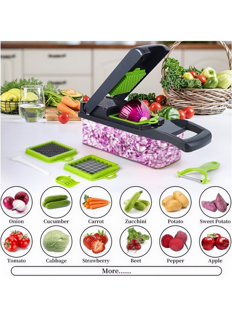 Forest Home 14 in 1 multi-function vegetable and fruit chopper, replaceable blade chopper, slicer set, suitable for home kitchen - Image 5