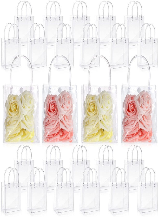 LEIFIDE 40 Pieces Clear Gift Bags with Handles, 5.9 x 5.1 x 2.76 Inch PVC Plastic Reusable Goodie Candy Treats Totes Bags Bulk for Shopping Wedding School Birthday Party Favor - Image 1