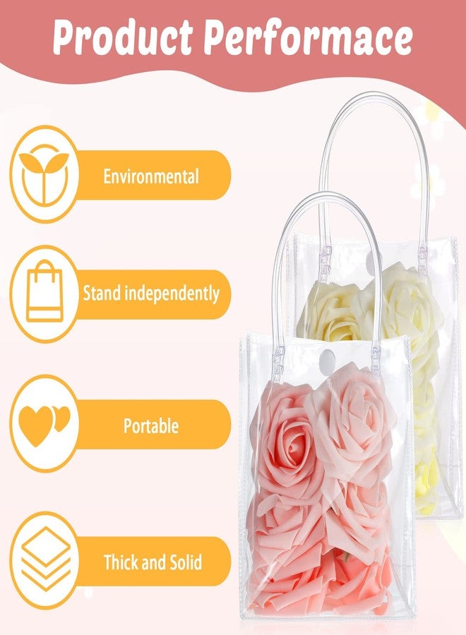 LEIFIDE 40 Pieces Clear Gift Bags with Handles, 5.9 x 5.1 x 2.76 Inch PVC Plastic Reusable Goodie Candy Treats Totes Bags Bulk for Shopping Wedding School Birthday Party Favor - Image 3