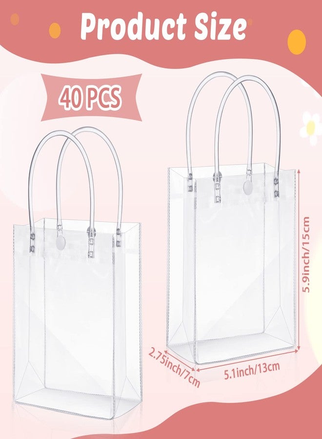 LEIFIDE 40 Pieces Clear Gift Bags with Handles, 5.9 x 5.1 x 2.76 Inch PVC Plastic Reusable Goodie Candy Treats Totes Bags Bulk for Shopping Wedding School Birthday Party Favor - Image 2
