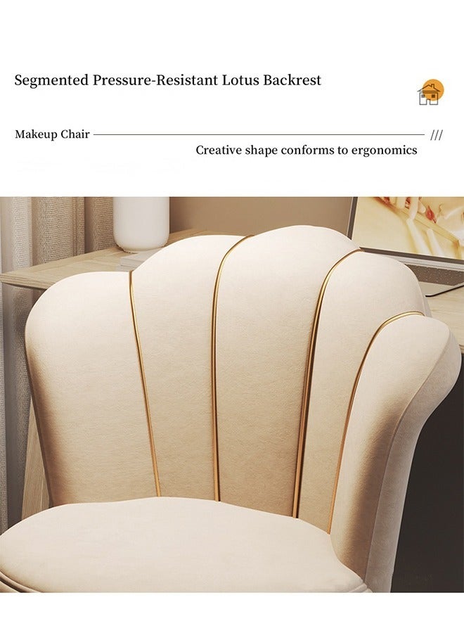 Generic 360 Degrees Adjustable Home Office Chair with Petal-Shaped Backrest Cute Vanity Chair with Wheels High Back Comfy Makeup Stool Luxury Pouf Nordic Mobile Vanity Chair Lazy Minimal Furniture Grey  - Image 5
