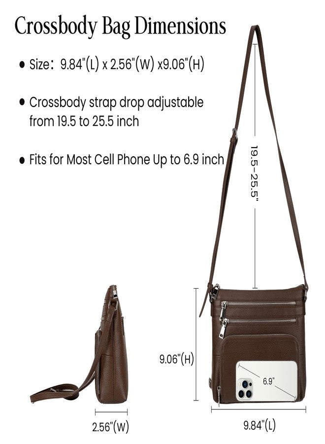 بيفن حقيبة كروس بودي من الجلد الطبيعي للنساء من بيفن، حقيبة كتف متوسطة الحجم وخفيفة الوزن مضادة للسرقة مع محفظة مدمجة بتقنية RFID، لون قهوة، حقيبة كروس بودي - Image 4