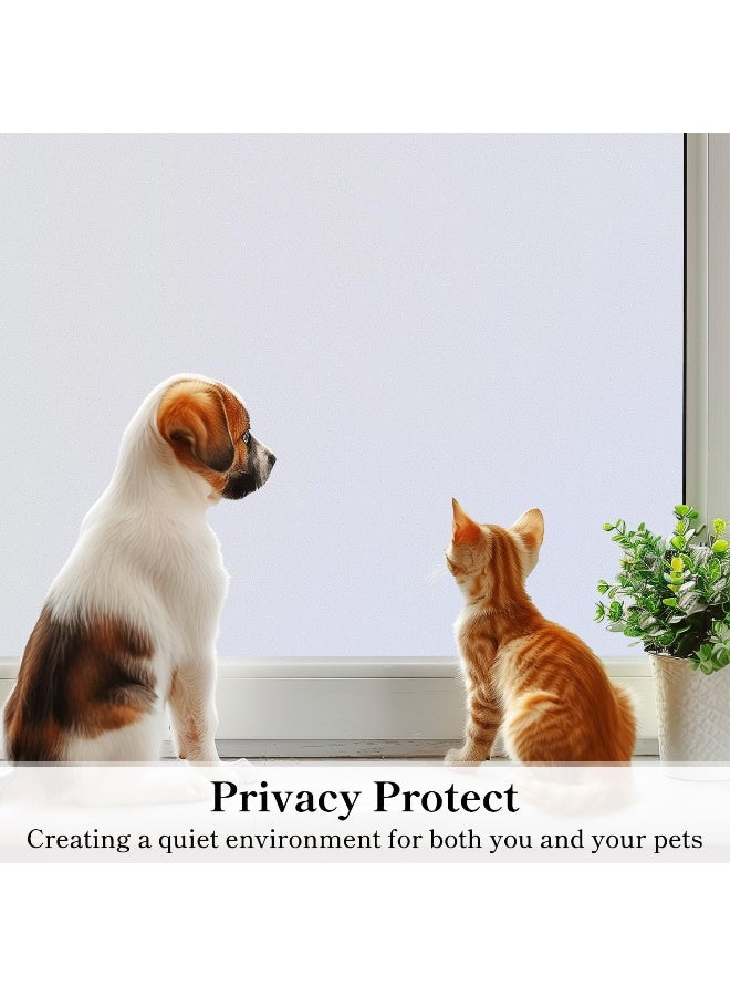 DUOFIRE Privacy Window Film Frosted Glass Film Matte White Static Cling Glass Film No Glue AntiUV Window Sticker Non Adhesive for Privacy Office Meeting Room Bathroom Living Room DS001W 354x1574in - Image 2