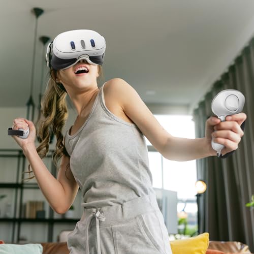 AMZDM VR Controller Grips for Meta Quest 3S Oculus Quest 3 Touch Plus Controllers Grip Covers AntiThrow Knuckle Straps Protector with Thumbstick Covers 1 PairClear - Image 3