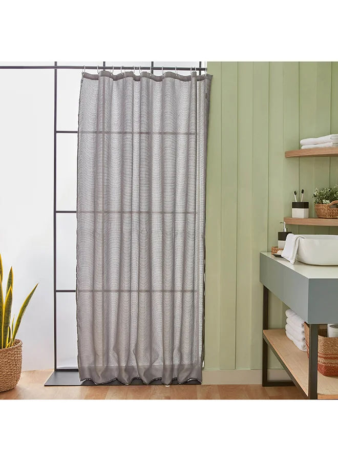 Home Box Diamond Solid Jacquard Shower Curtain with Hooks 200 x 180 cm