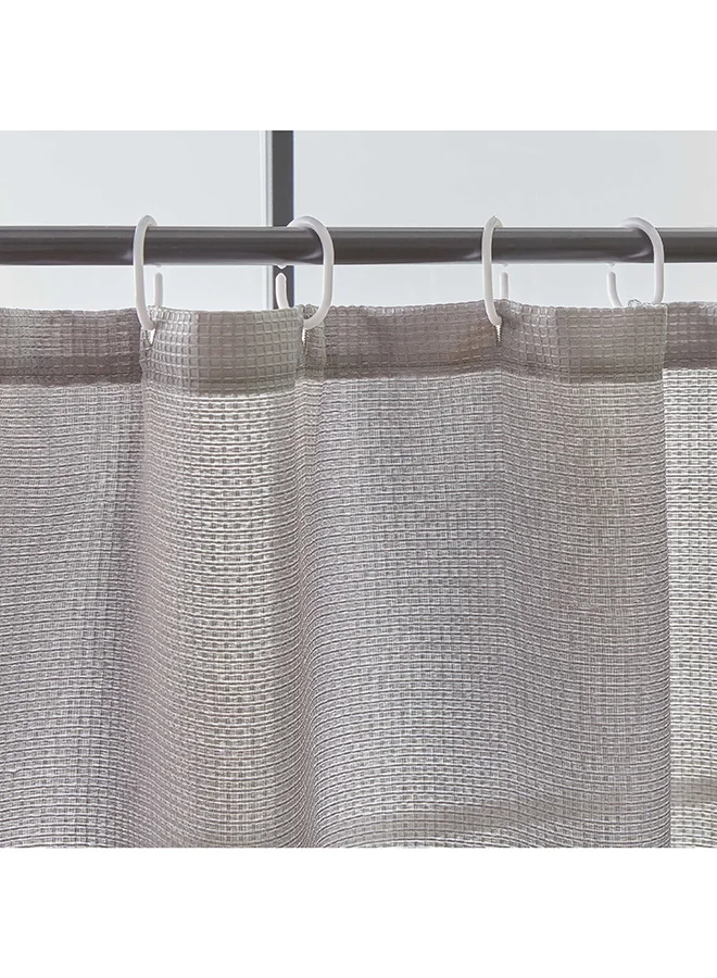 Home Box Diamond Solid Jacquard Shower Curtain with Hooks 200 x 180 cm