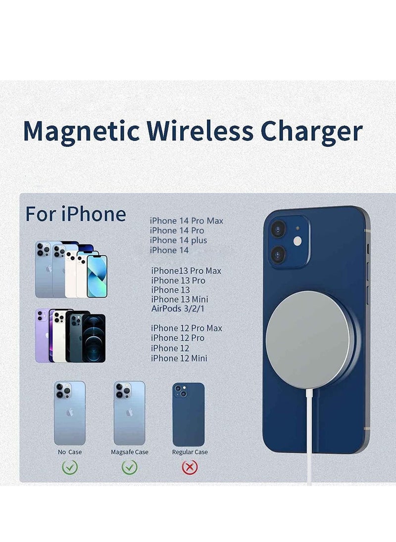 SYOSI - Apple Mag-Safe Charger for iPhone USB C Fast Charging,Wireless Magnetic Fast PD Charging up to 15W Compatibility with iPhone 14,14 Plus,14 Pro,14 Pro Max, 13,12 series,AirPods Pro2,White - Image 1