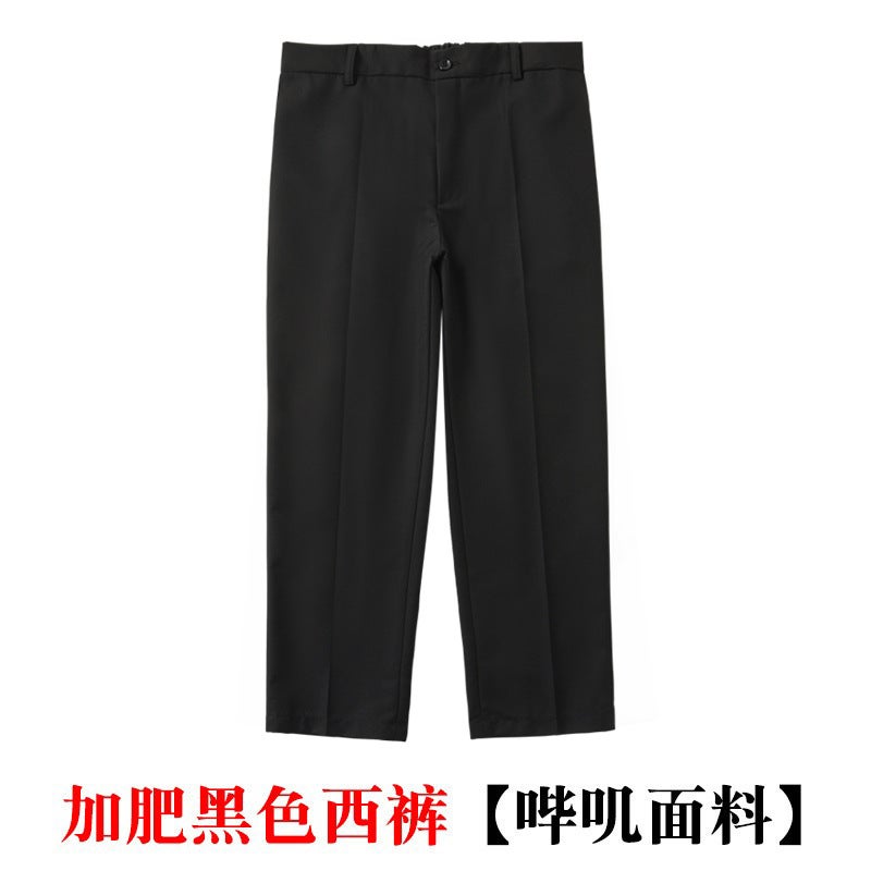 Chubby Children'S Trousers Children'S Black Suit Pants Boys' Plus Fat Loose Dress Trousers For Big Children And Primary School Students School Uniform Pants - Image 1