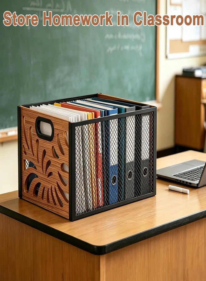 QILICHZ Wood File Box,Hanging File Organizer,File Storage Box Bin for Letter Size - Image 4