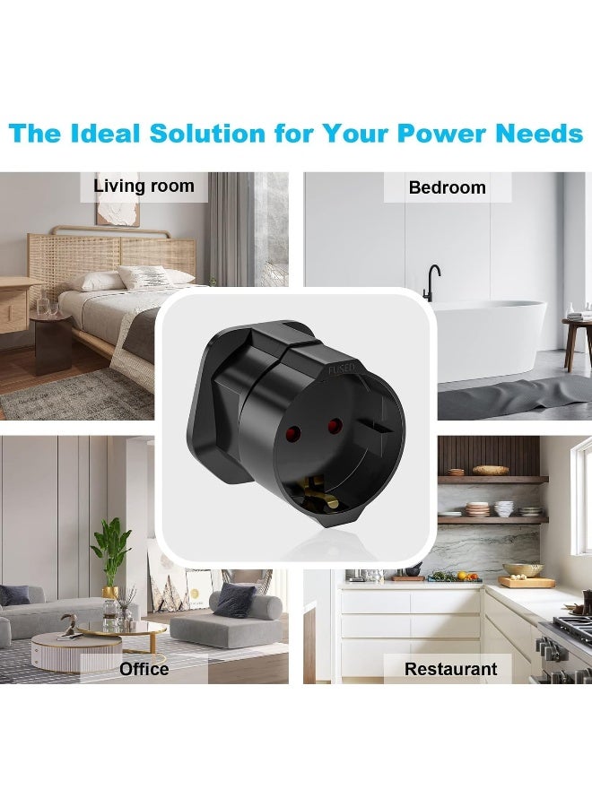 melfi محول قابس من الاتحاد الأوروبي إلى المملكة المتحدة محول طاقة قابس بريطاني إلى قابس شكو أنثوي 2 دبوس محول سفر 13A 250V Bs1362 مزود بفيوز - Image 5