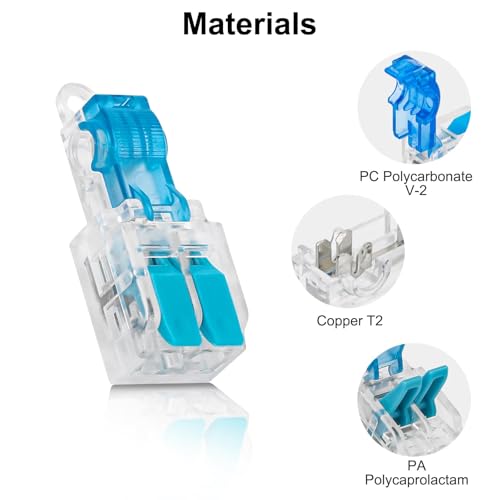 Linkstyle 30PCS T Tap Lever Wire Connectors 20-14AWG, No Stripping Quick Connect Low Voltage Connectors Kit, T Type 2 Pins 3 Way Wire Splice Connector Push-in 1 in 2 Out - Image 3