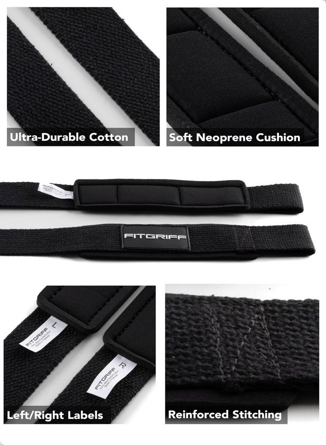 Fitgriff® Lifting Wrist Straps for Weightlifting, Gym, Deadlift, Workout (Made of Premium Cotton & Padded) - Men & Women (Standard, Black) - Image 3