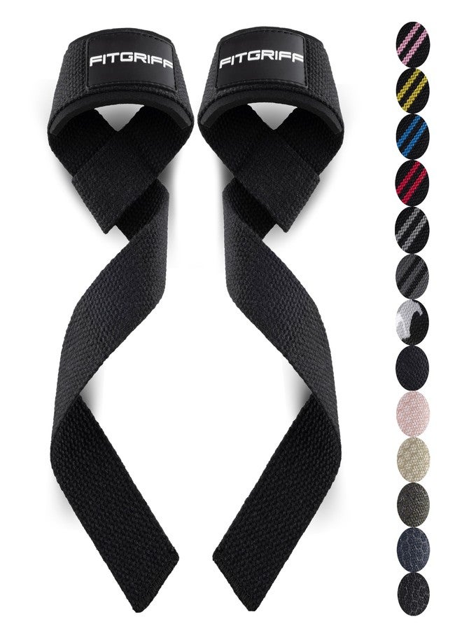 Fitgriff® Lifting Wrist Straps for Weightlifting, Gym, Deadlift, Workout (Made of Premium Cotton & Padded) - Men & Women (Standard, Black) - Image 1