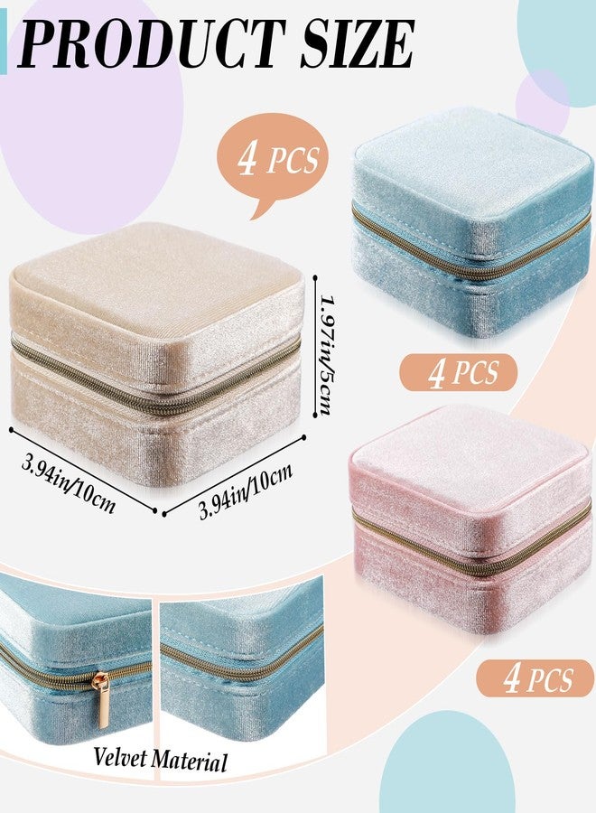 Kenning 12 Pcs Small Velvet Travel Jewelry Box Mini Jewelry Case Portable Organizer Pouch Bridesmaid Proposal Gift for Women(Square) - Image 2